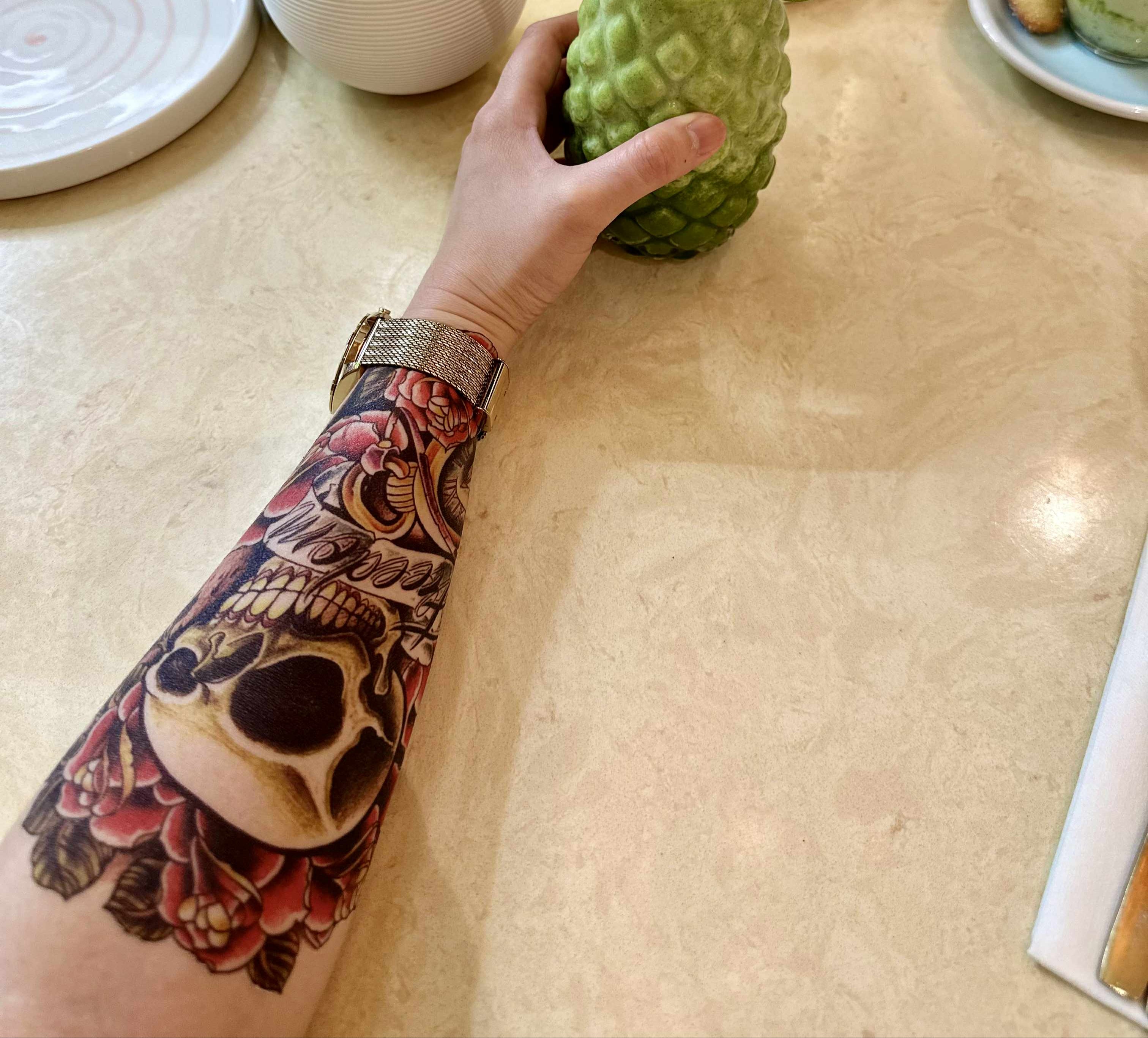 Freedom Skull Temporary Tattoo Sticker applied on Arm