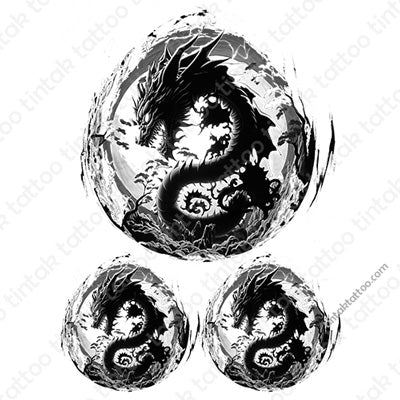 Black dragon temporary tattoo design