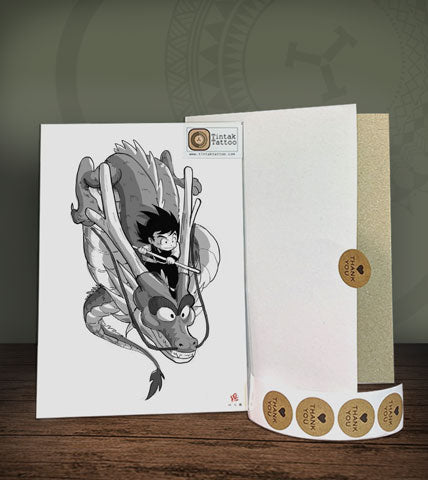 Dragonball Goku Temporary Tattoo Sticker Design on its packaging
