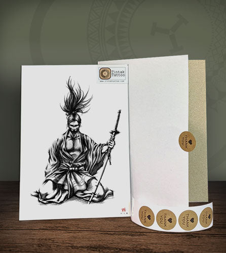 Samurai Temporary Tattoo Sticker Design on its packaging
