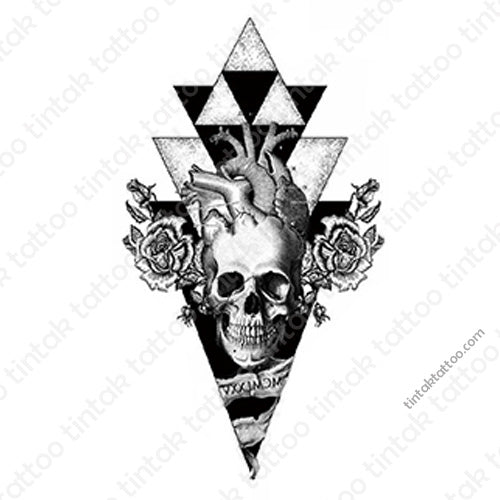 Geometric Skull Temporary Tattoo Sticker Design 046.