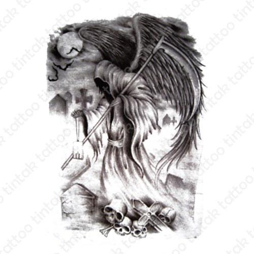 Grim Reaper temporary tattoo sticker design.