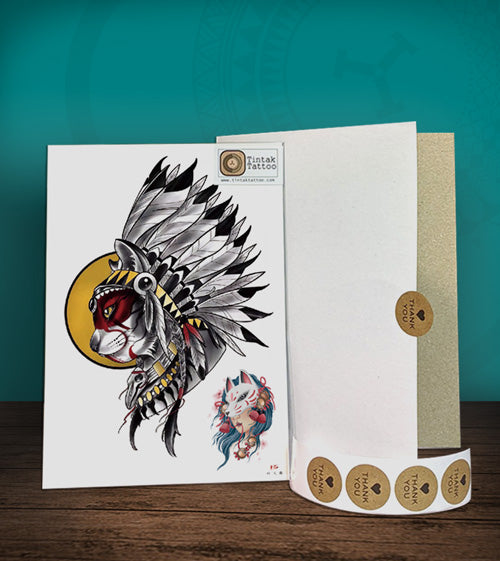 Tintak temporary tattoo with indian design, with its hard board packaging.