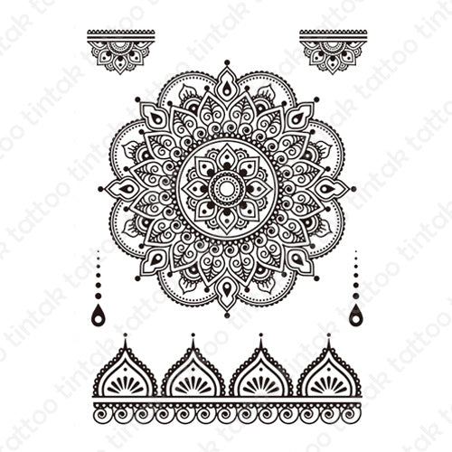 Mandala Hand temporary sticker tattoo design 036