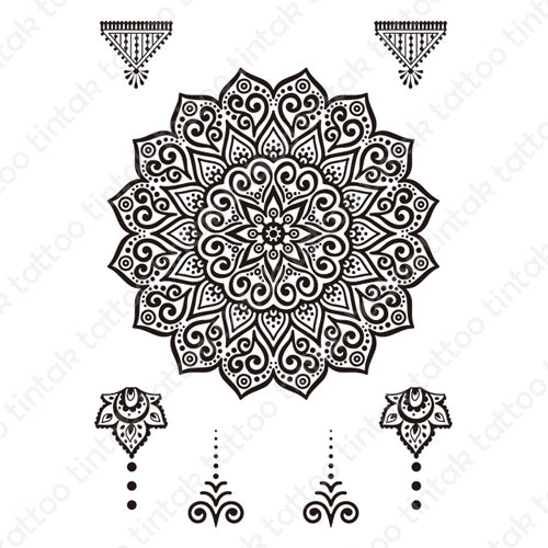 Mandala Hand temporary sticker tattoo design 038.