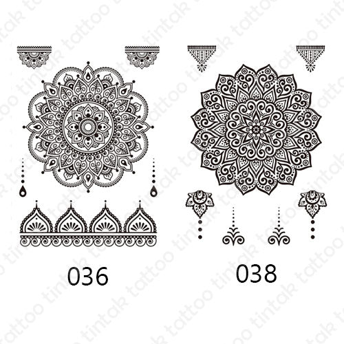 Mandala Hand temporary sticker tattoo design 036 and 038.