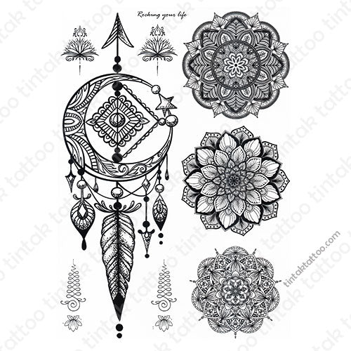 Mandala Temporary Tattoo Sticker Design 109.