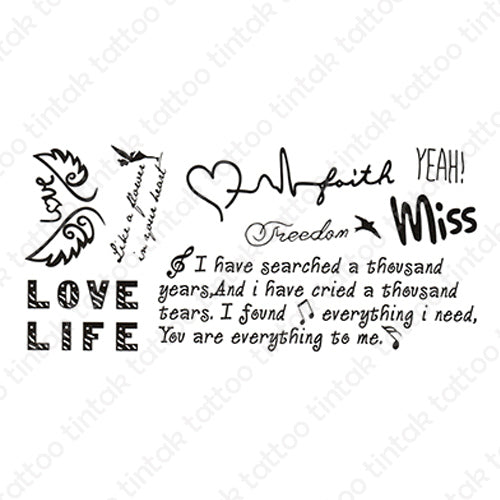 written words Temporary Tattoo Sticker Design