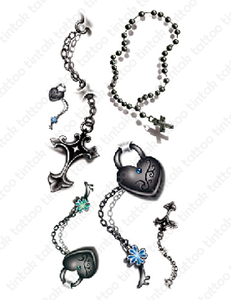 3D Chain, Rosary Temporary Tattoo Sticker Design