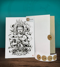 Load image into Gallery viewer, Tintak temporary tattoo sticker with buddha design, with its hard board packaging.