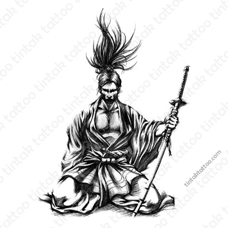 Samurai Temporary Tattoo Sticker Design.