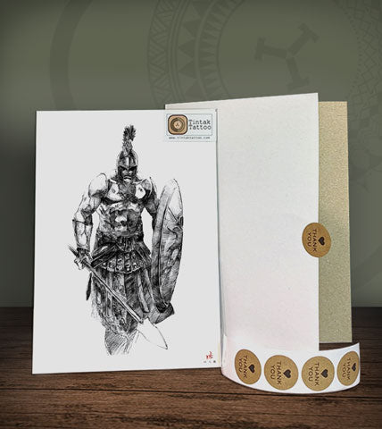 Spartan Temporary Tattoo Sticker Design on its packaging
