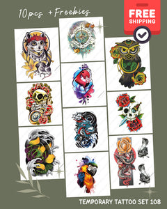 colored Temporary Tattoo Sticker Design set bundle cover