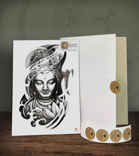 Load image into Gallery viewer, Buddha Temporary Tattoo Sticker on its packaging