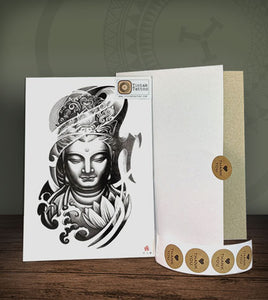 Buddha Temporary Tattoo Sticker on its packaging