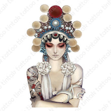 Load image into Gallery viewer, Combodian lady temporary tattoo design with snake tattoo on her right arm.