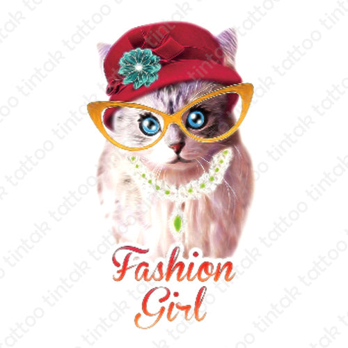 Cat Fashion Temporary Tattoo 093-1