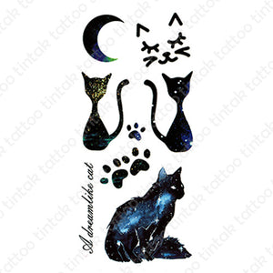Moon and cat temporary tattoo sticker design