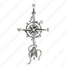 Load image into Gallery viewer, Compass Temporary Tattoo Sticker Design