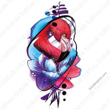 Load image into Gallery viewer, Water colored Flamingo Temporary Tattoo Sticker Design
