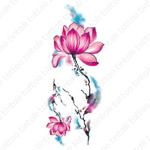 Load image into Gallery viewer, Water colored lotus flower temporary tattoo sticker design