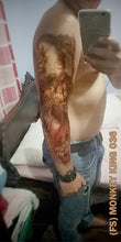 Load image into Gallery viewer, Full sleeve temporary tattoo on a man&#39;s arm with monkey king design.
