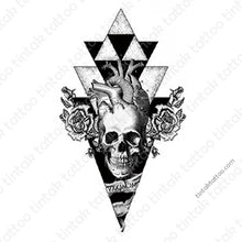 Load image into Gallery viewer, Geometric Skull Temporary Tattoo Sticker Design 046.
