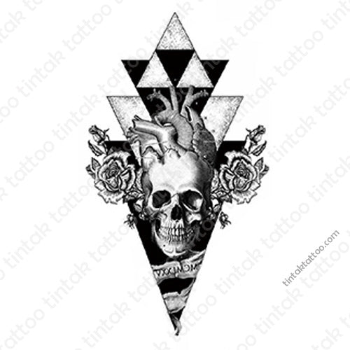Geometric Skull Temporary Tattoo Sticker Design 046.