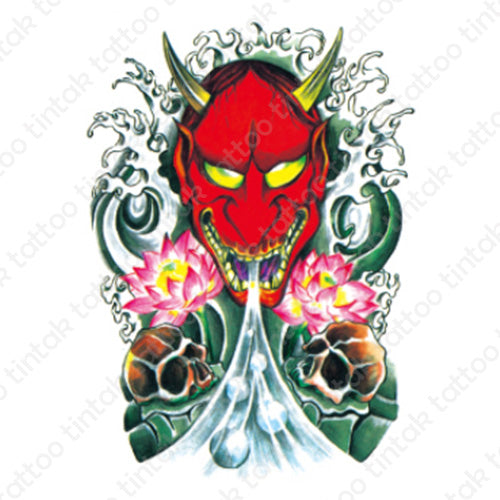 Oni/Hannya Temporary Tattoo sticker design.