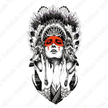 Load image into Gallery viewer, indian lady/native american Temporary Tattoo Sticker design