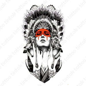 indian lady/native american Temporary Tattoo Sticker design