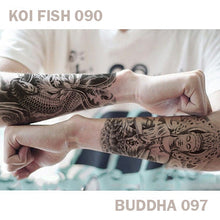 Load image into Gallery viewer, koi fish and buddha temporary tattoo sticker on arm