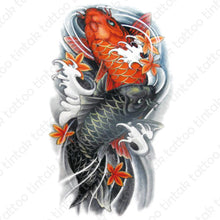 Load image into Gallery viewer, Colored Koi Fish temporary tattoo sticker design.