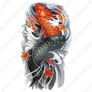 Colored Koi Fish temporary tattoo sticker design.