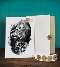 Load image into Gallery viewer, Tintak temporary tattoo with lion design, with its hard board packaging.