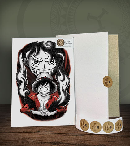 Luffy One Piece Temporary Tattoo Sticker on its packaging