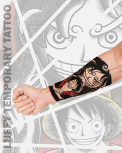 Load image into Gallery viewer, Anime Luffy one piece temporary tattoo sticker on arm
