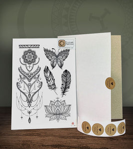 Mandala Temporary Tattoo Design 101 with its hard-board packaging.