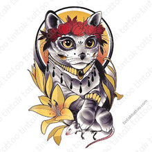 Load image into Gallery viewer, cat neo traditional Temporary Tattoo Sticker Design