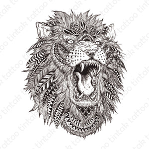 Tribal Lion Temporary Tattoo Sticker Design