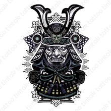 Load image into Gallery viewer, Black and Gray Shogun / Warrior Temporary Tattoo Sticker Design