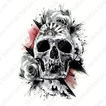 Load image into Gallery viewer, Trash Polka Skull Temporary Tattoo Sticker Design