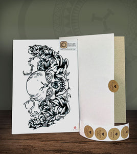 Skull and Roses Temporary Tattoo Sticker on its packaging