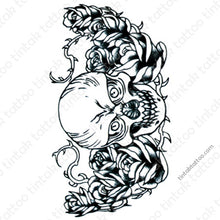 Load image into Gallery viewer, Skull and Roses Temporary Tattoo Sticker Design