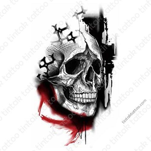 Skull Temporary Tattoo Sticker Design 075.
