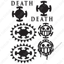 Load image into Gallery viewer, Trafalgar Law One Piece Temporary Tattoo Sticker Designs for hands and arms