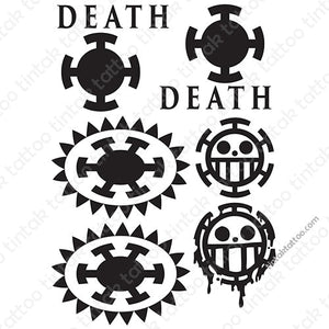 Trafalgar Law One Piece Temporary Tattoo Sticker Designs for hands and arms