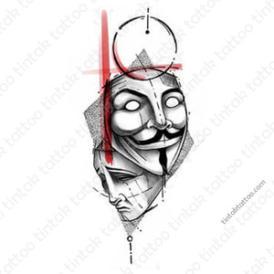 Vendetta Mask Temporary Tattoo Design 077