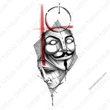 Load image into Gallery viewer, Vendetta Mask Temporary Tattoo Sticker Design