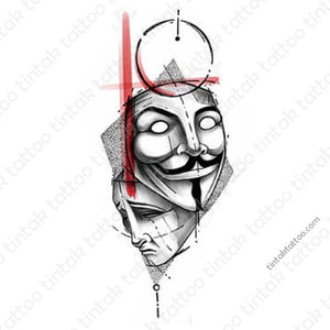 Vendetta Mask Temporary Tattoo Sticker Design